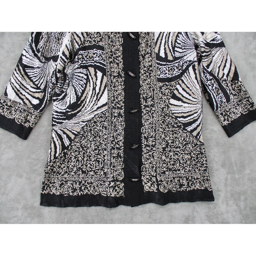 Chicos Jacket 1 Us Medium Toggle Buttons Crinkle … - image 4